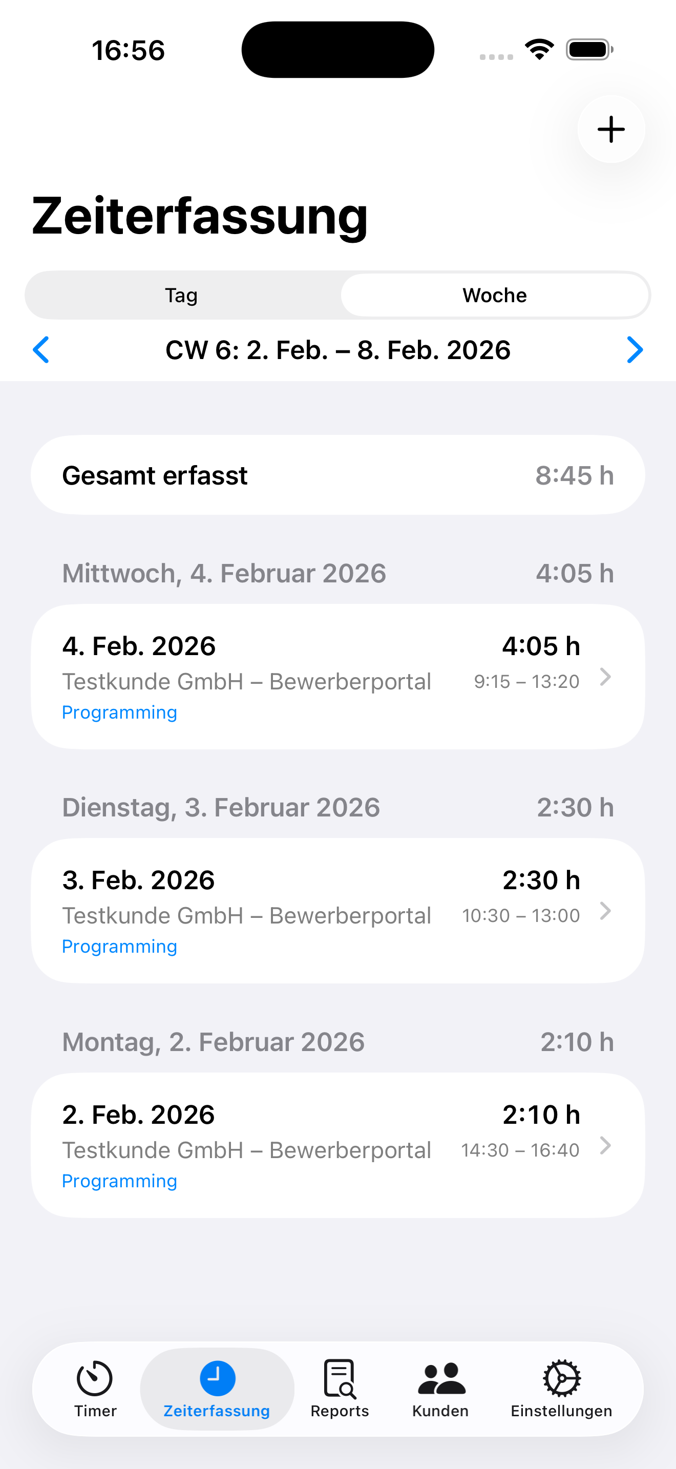 SimplyBill Zeiterfassung